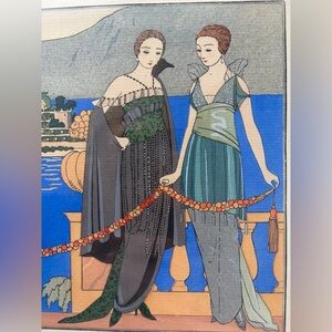 Elegant Vintage pochoir print framed, 1914, Women in Redfern dresses
